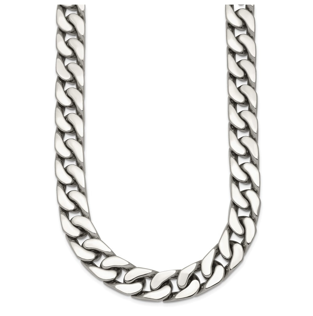 Stainless Steel Polished 12mm Cubic Zirconia Cable Link 24in Necklace – Elegant Jewelry Gift for Birthday, Anniversary, Engagement, Wedding