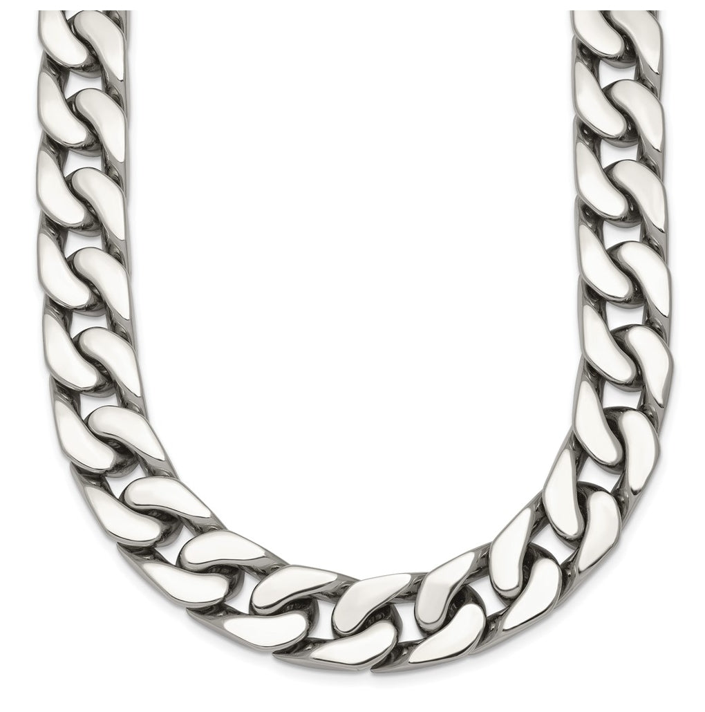 Stainless Steel Polished 12mm Cubic Zirconia Cable Link 24in Necklace – Elegant Jewelry Gift for Birthday, Anniversary, Engagement, Wedding