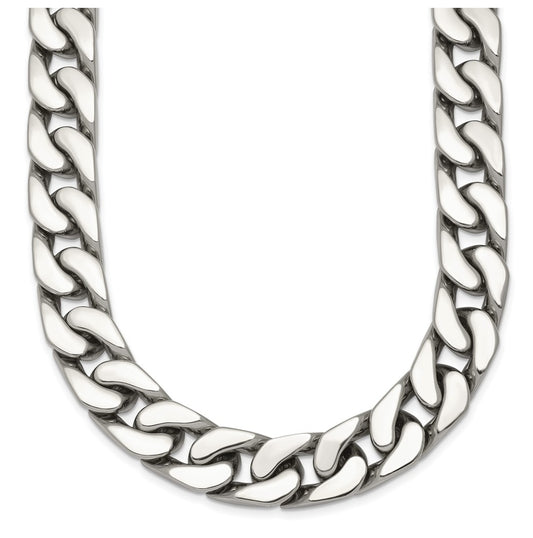 Stainless Steel Polished 12mm Cubic Zirconia Cable Link 24in Necklace – Elegant Jewelry Gift for Birthday, Anniversary, Engagement, Wedding
