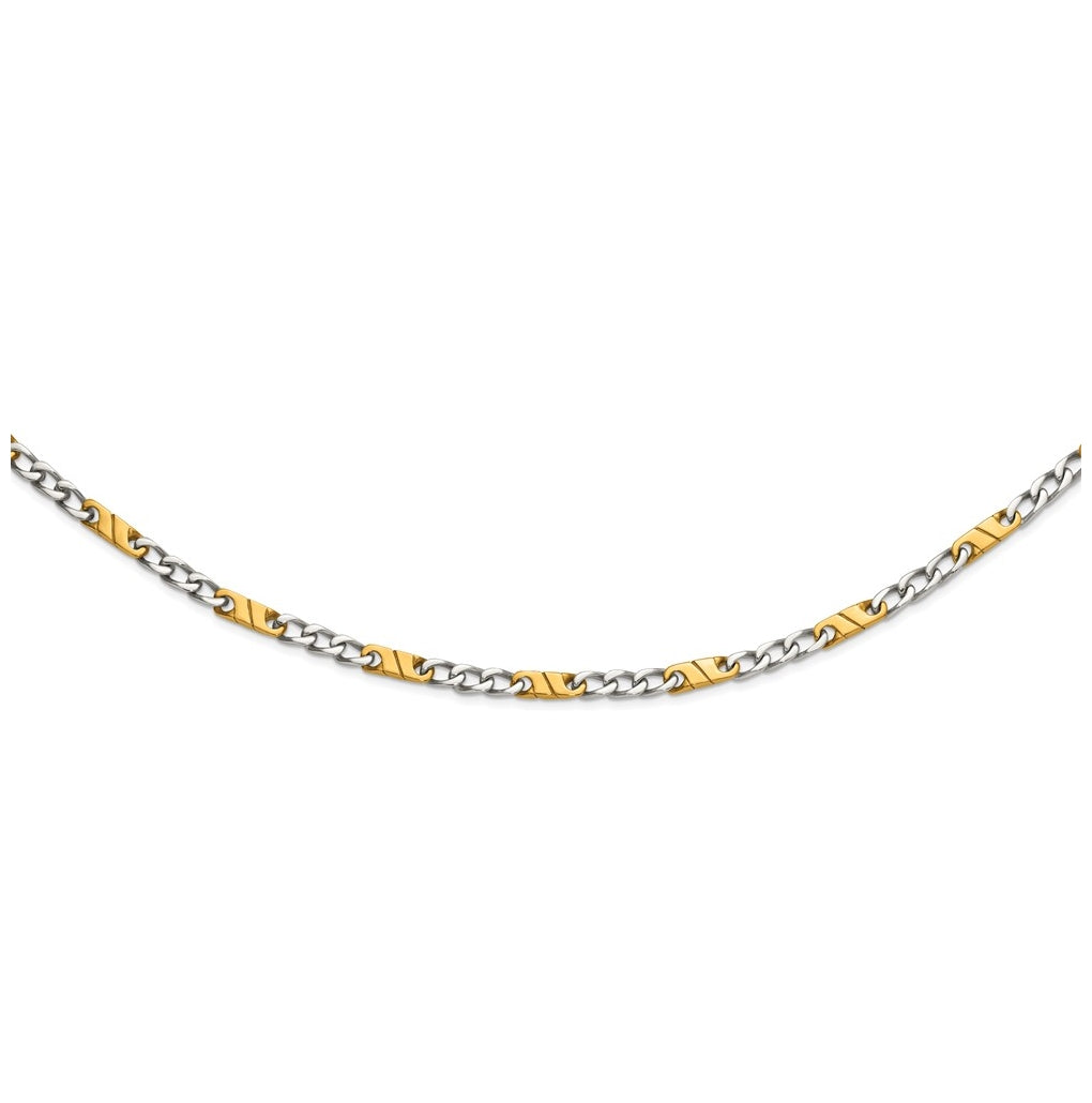 Stainless Steen Polished Yellow IP-plated Link 24in Necklace – Elegant Jewelry Gift for Birthday, Anniversary, Engagement, Wedding