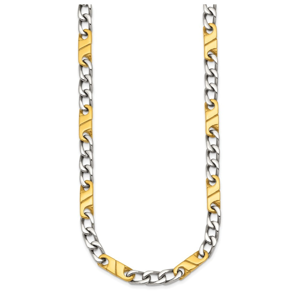 Stainless Steen Polished Yellow IP-plated Link 24in Necklace – Elegant Jewelry Gift for Birthday, Anniversary, Engagement, Wedding