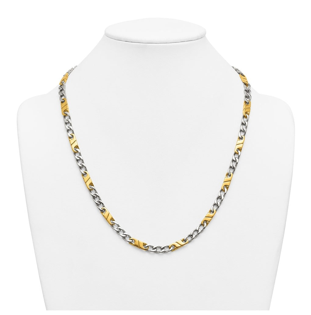 Stainless Steen Polished Yellow IP-plated Link 24in Necklace – Elegant Jewelry Gift for Birthday, Anniversary, Engagement, Wedding