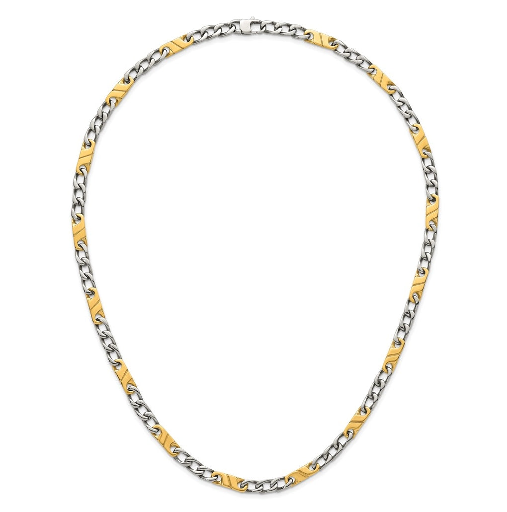 Stainless Steen Polished Yellow IP-plated Link 24in Necklace – Elegant Jewelry Gift for Birthday, Anniversary, Engagement, Wedding