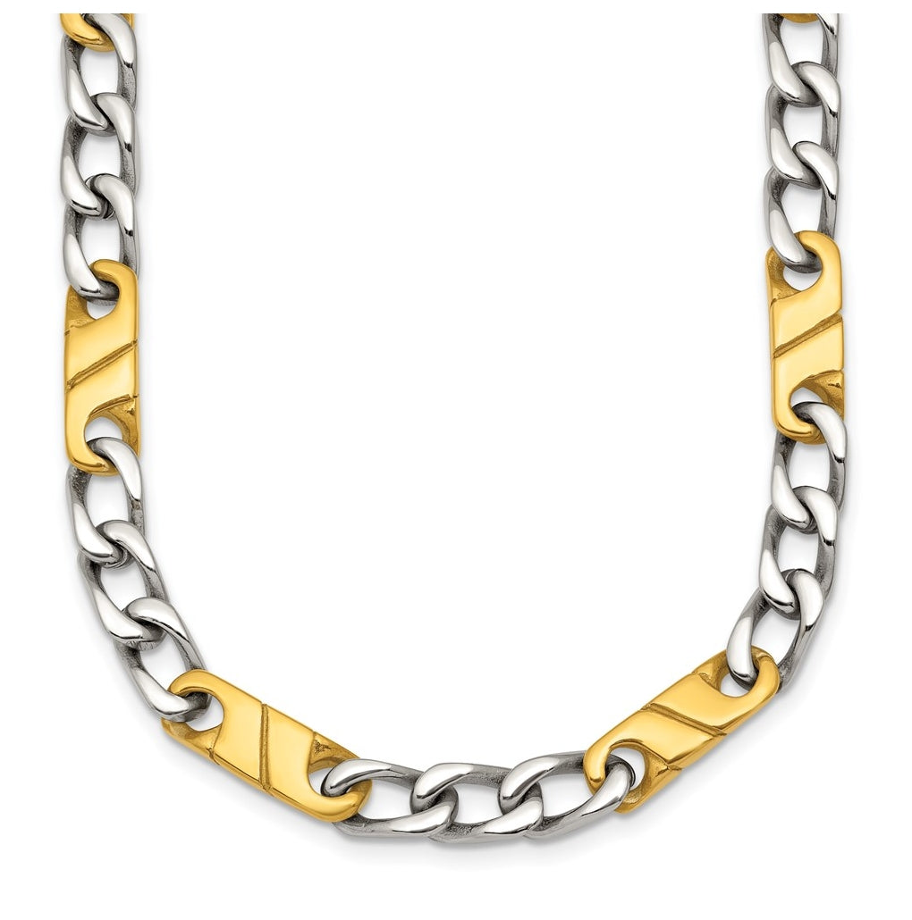 Stainless Steen Polished Yellow IP-plated Link 24in Necklace – Elegant Jewelry Gift for Birthday, Anniversary, Engagement, Wedding