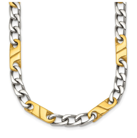 Stainless Steen Polished Yellow IP-plated Link 24in Necklace – Elegant Jewelry Gift for Birthday, Anniversary, Engagement, Wedding