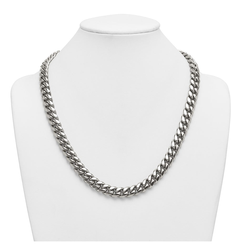 Stainless Steel Polished 12mm Curb Link with Cubic Zirconia Clasp 24in Necklace – Elegant Jewelry Gift for Birthday, Anniversary, Engagement, Wedding