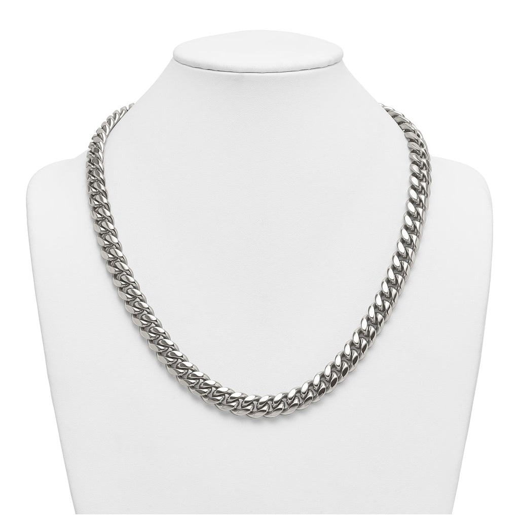 Stainless Steel Polished 12mm Curb Link with Cubic Zirconia Clasp 24in Necklace – Elegant Jewelry Gift for Birthday, Anniversary, Engagement, Wedding