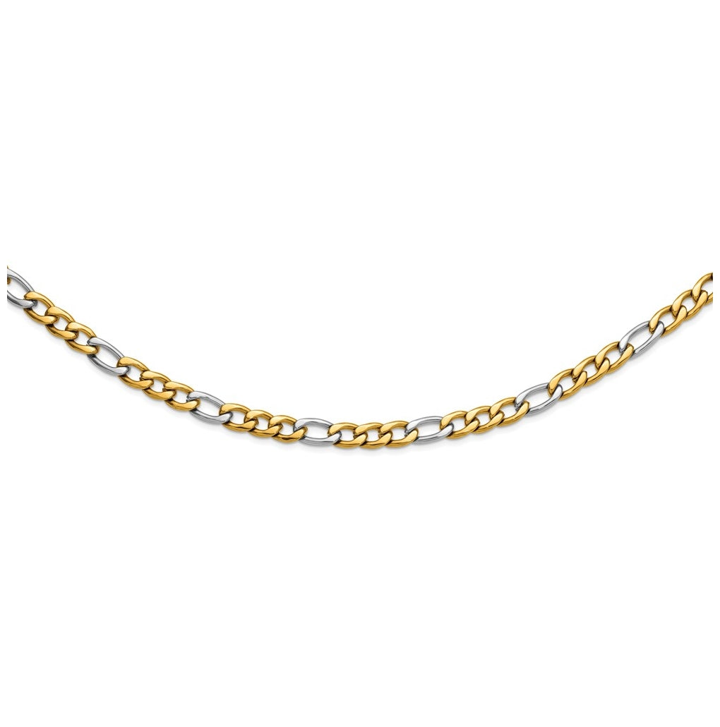 Stainless Steel Polished Black IP-plated Flat Figaro 20 In Necklace – Elegant Jewelry Gift for Birthday, Anniversary, Engagement, Wedding