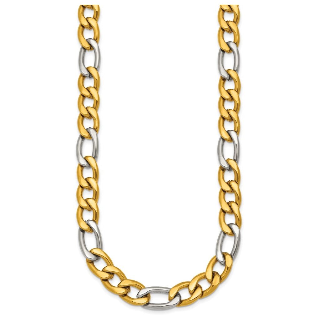 Stainless Steel Polished Black IP-plated Flat Figaro 20 In Necklace – Elegant Jewelry Gift for Birthday, Anniversary, Engagement, Wedding