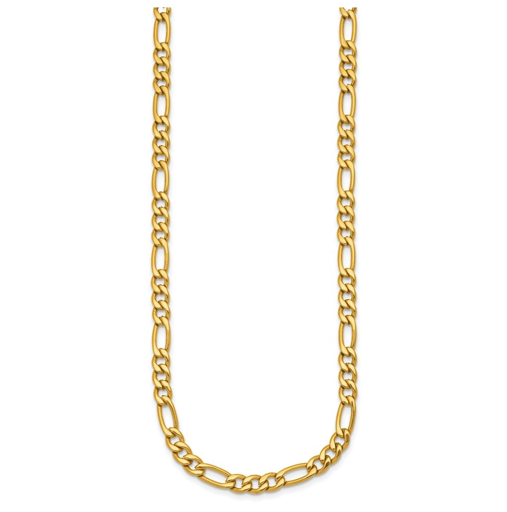 Stainless Steel Polished Yellow IP-plated Flat Figaro 20 In Necklace – Elegant Jewelry Gift for Birthday, Anniversary, Engagement, Wedding
