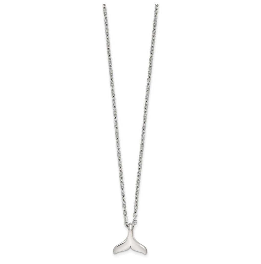 Stainless Steel Polished Whale Tail 20in with 2in ext. Necklace – Elegant Jewelry Gift for Birthday, Anniversary, Engagement, Wedding