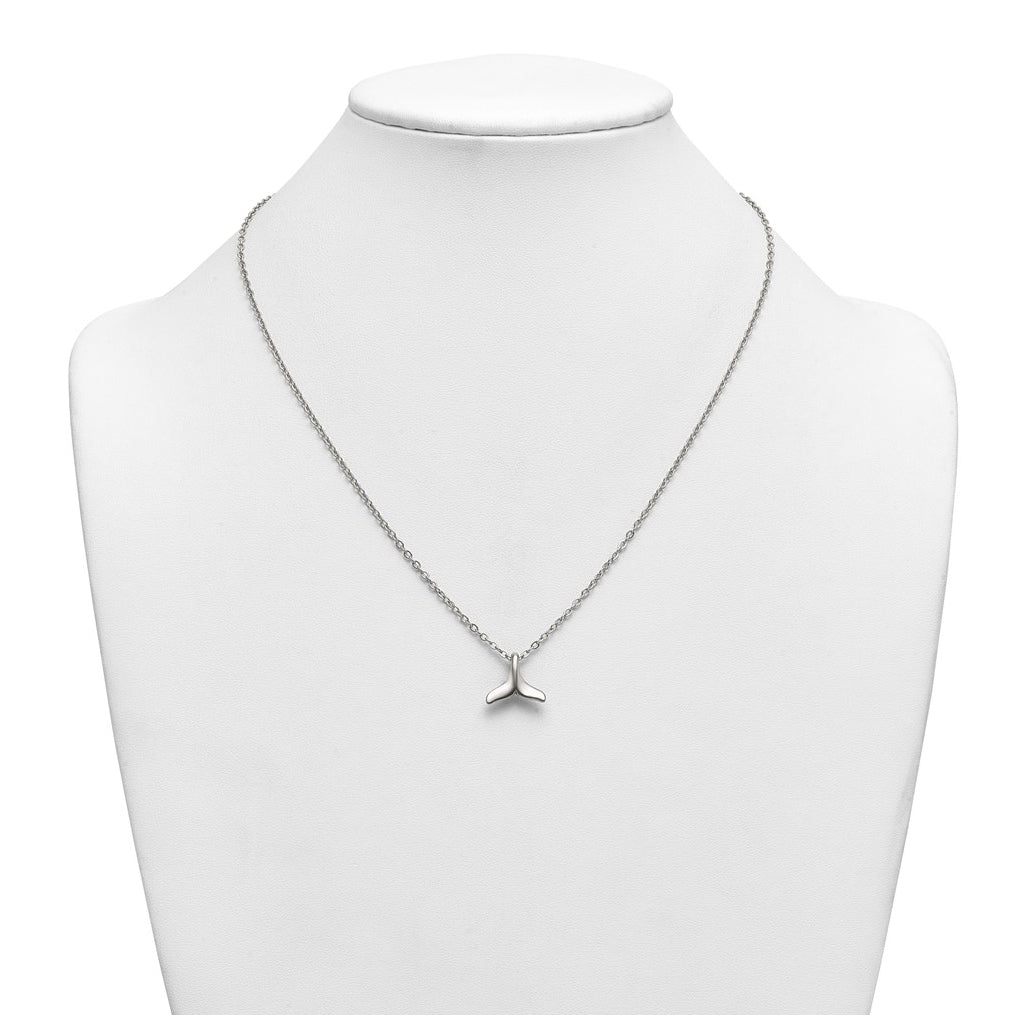 Stainless Steel Polished Whale Tail 20in with 2in ext. Necklace – Elegant Jewelry Gift for Birthday, Anniversary, Engagement, Wedding