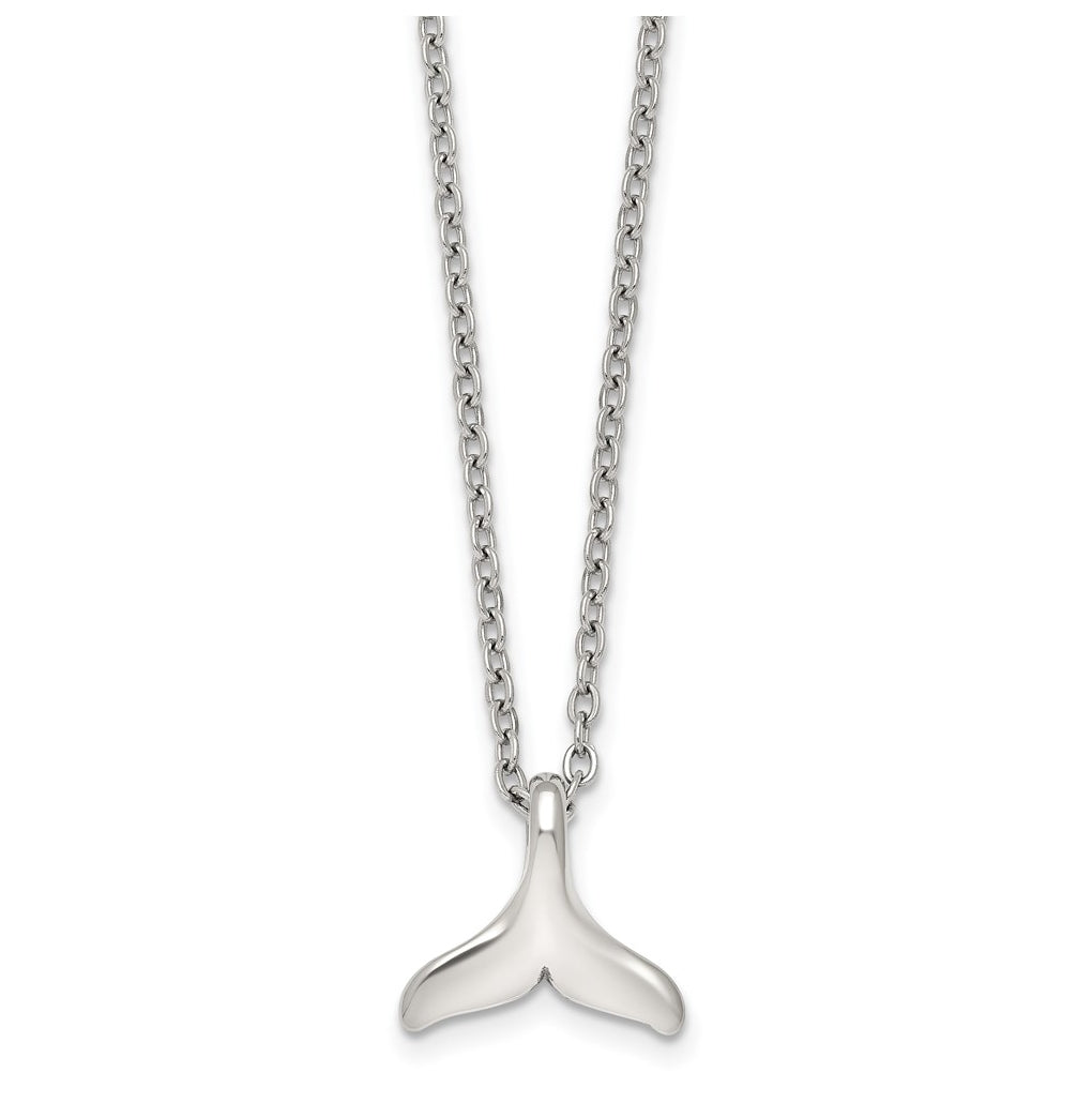 Stainless Steel Polished Whale Tail 20in with 2in ext. Necklace – Elegant Jewelry Gift for Birthday, Anniversary, Engagement, Wedding