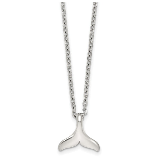 Stainless Steel Polished Whale Tail 20in with 2in ext. Necklace – Elegant Jewelry Gift for Birthday, Anniversary, Engagement, Wedding