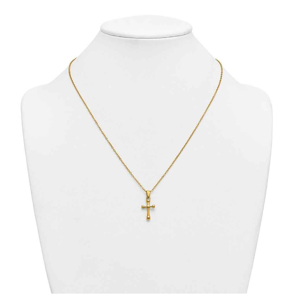 Stainless Steel Polished Yellow IP-plated 20 in with 2 in ext. Cross Necklace – Elegant Jewelry Gift for Birthday, Anniversary, Engagement, Wedding