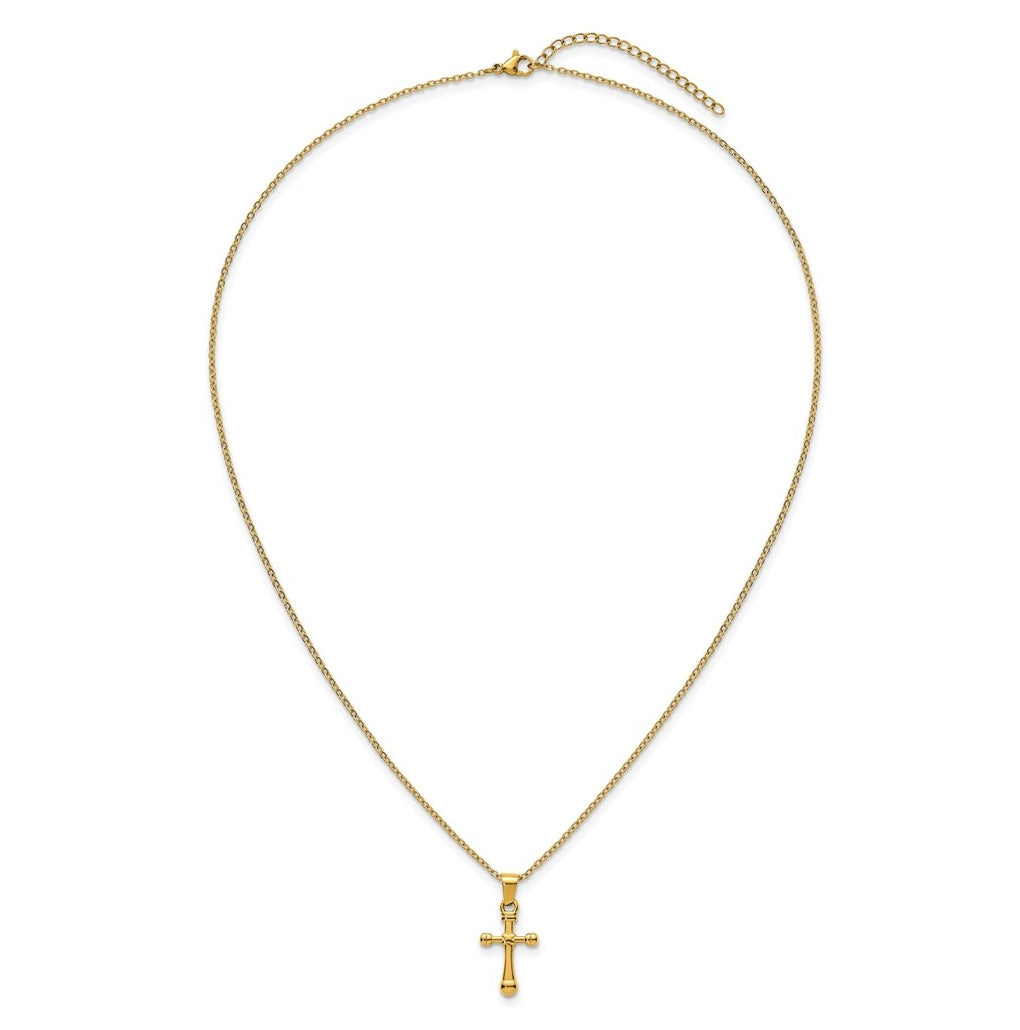Stainless Steel Polished Yellow IP-plated 20 in with 2 in ext. Cross Necklace – Elegant Jewelry Gift for Birthday, Anniversary, Engagement, Wedding
