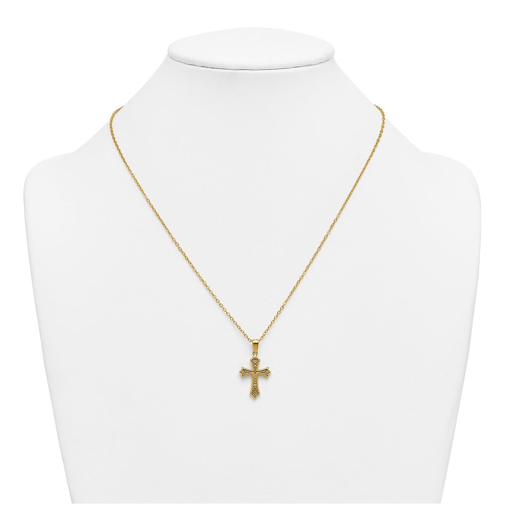 Stainless Steel Polished Yellow IP-plated 20 in with 2 in ext. Cross Necklace – Elegant Jewelry Gift for Birthday, Anniversary, Engagement, Wedding