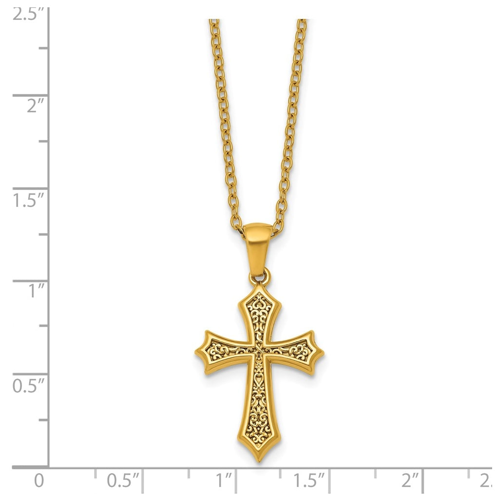Stainless Steel Polished Yellow IP-plated 20 in with 2 in ext. Cross Necklace – Elegant Jewelry Gift for Birthday, Anniversary, Engagement, Wedding