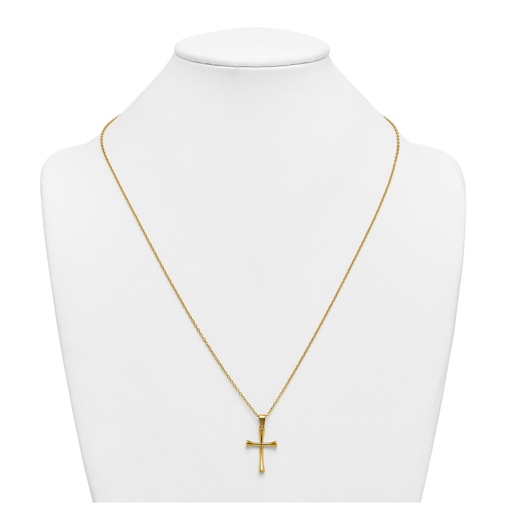 Stainless Steel Polished Yellow IP-plated 24 in with 2 in ext. Cross Necklace – Elegant Jewelry Gift for Birthday, Anniversary, Engagement, Wedding