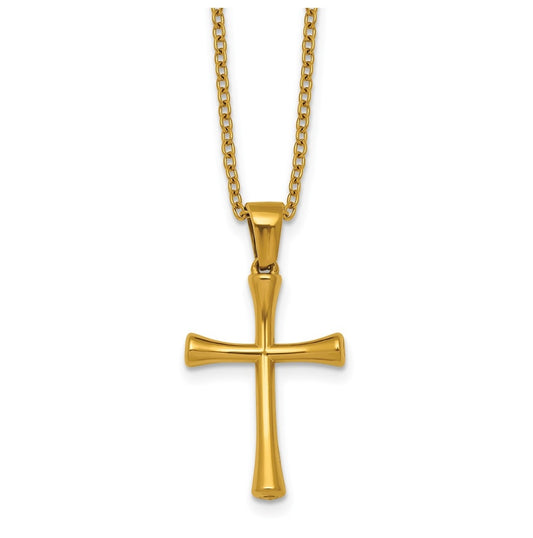 Stainless Steel Polished Yellow IP-plated 24 in with 2 in ext. Cross Necklace – Elegant Jewelry Gift for Birthday, Anniversary, Engagement, Wedding