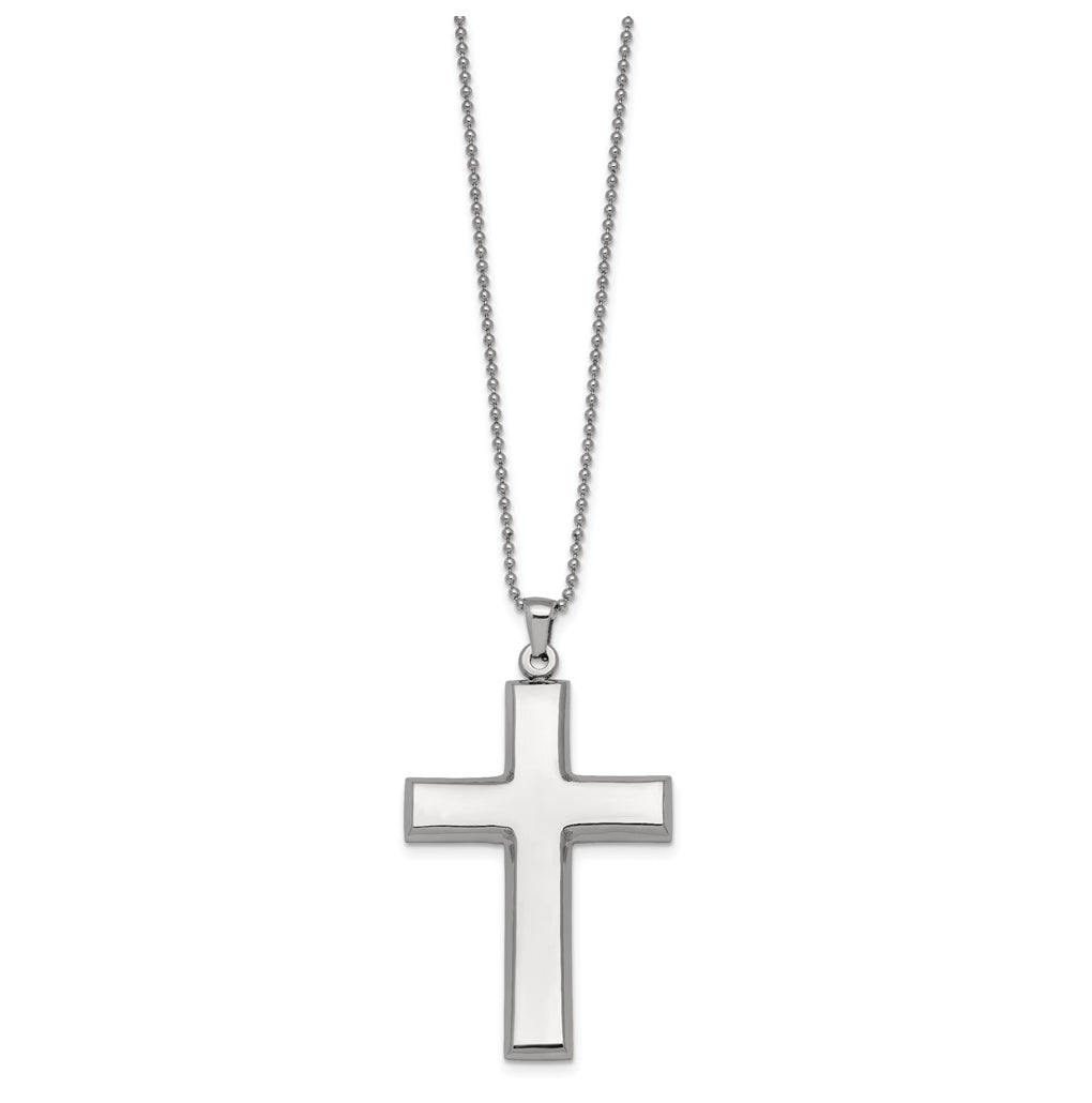 Stainless Steel Polished Cross 22in Necklace – Elegant Jewelry Gift for Birthday, Anniversary, Engagement, Wedding