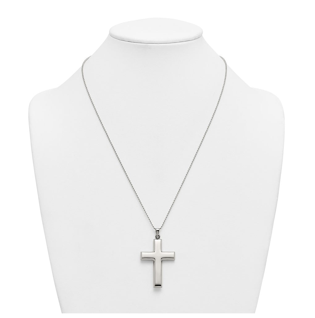 Stainless Steel Polished Cross 22in Necklace – Elegant Jewelry Gift for Birthday, Anniversary, Engagement, Wedding