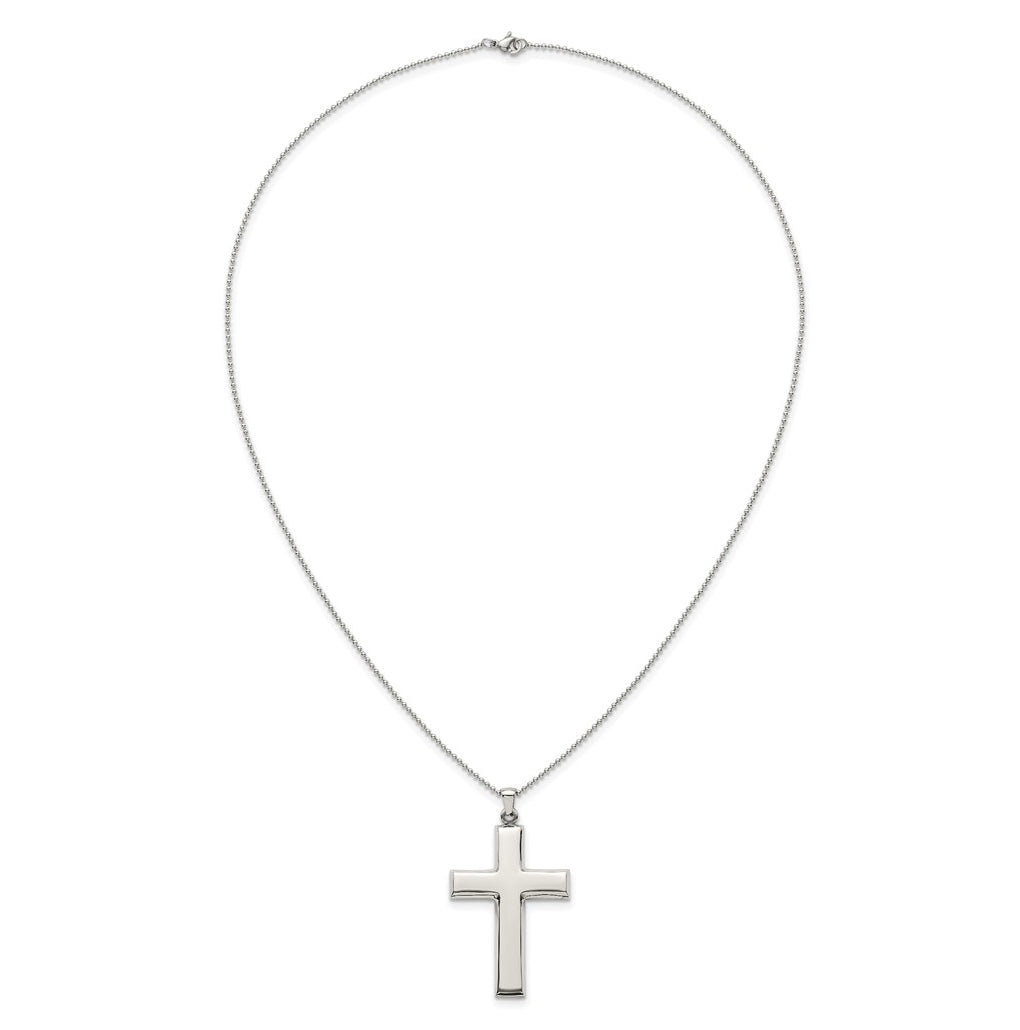 Stainless Steel Polished Cross 22in Necklace – Elegant Jewelry Gift for Birthday, Anniversary, Engagement, Wedding