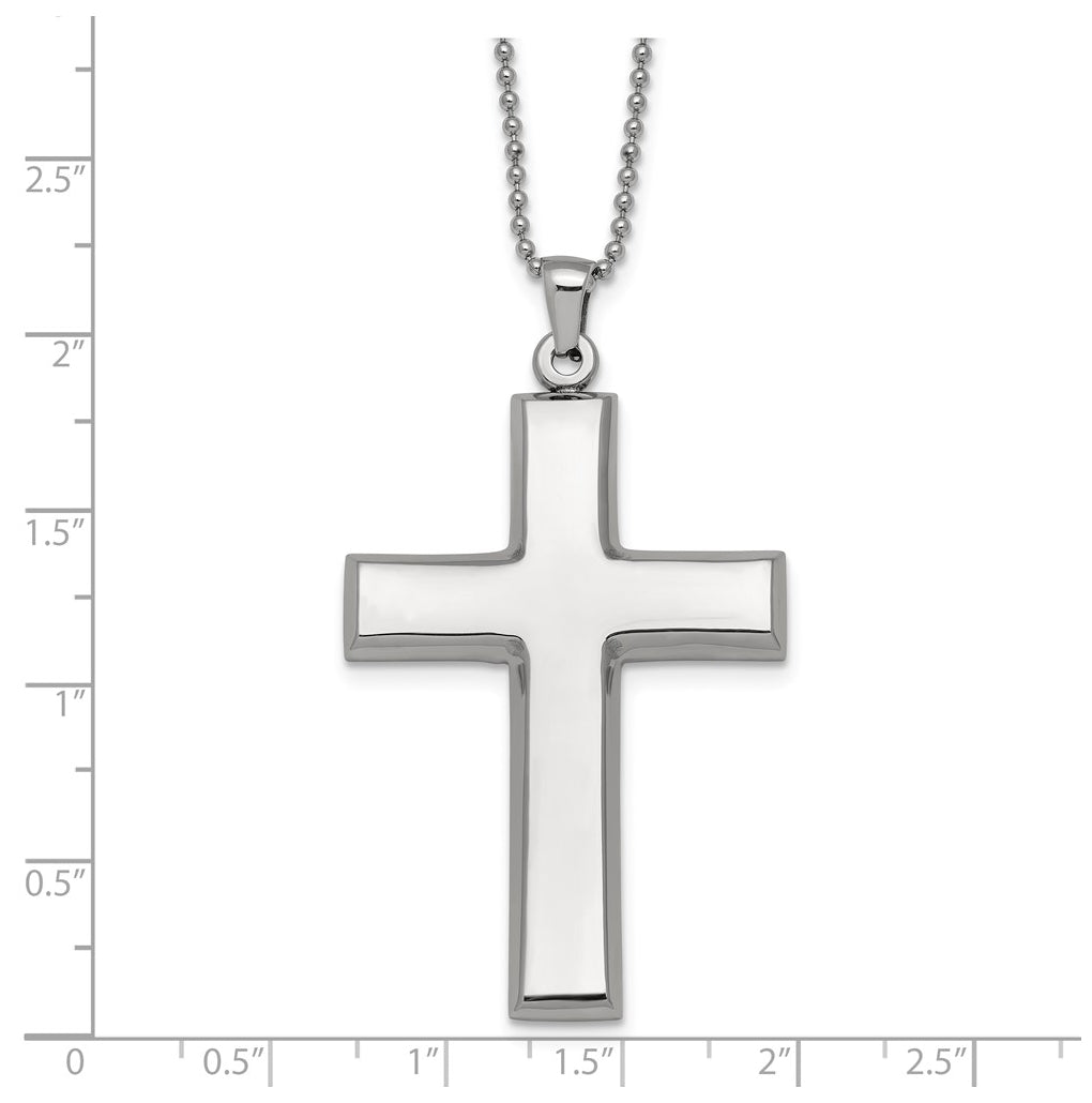 Stainless Steel Polished Cross 22in Necklace – Elegant Jewelry Gift for Birthday, Anniversary, Engagement, Wedding