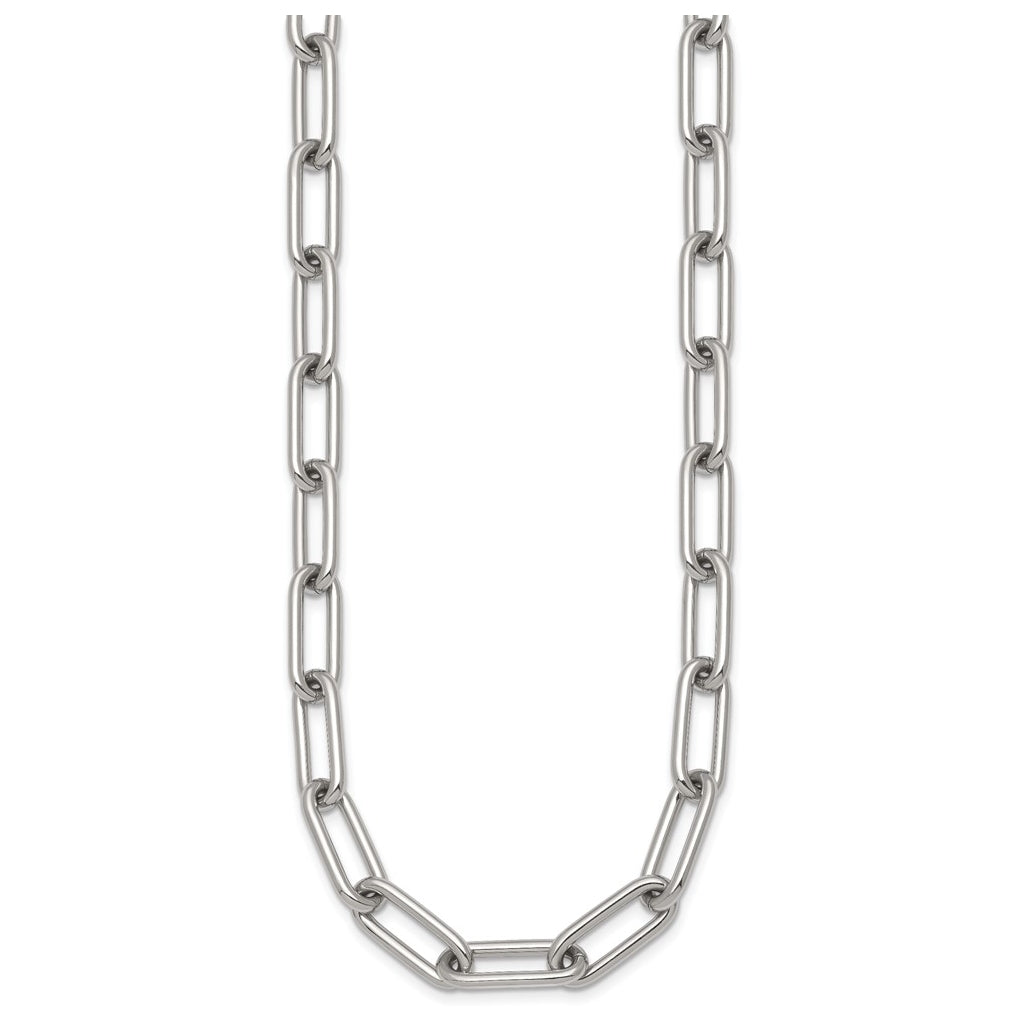 Stainless Steel Polished 8mm Open Link 18in Necklace – Elegant Jewelry Gift for Birthday, Anniversary, Engagement, Wedding