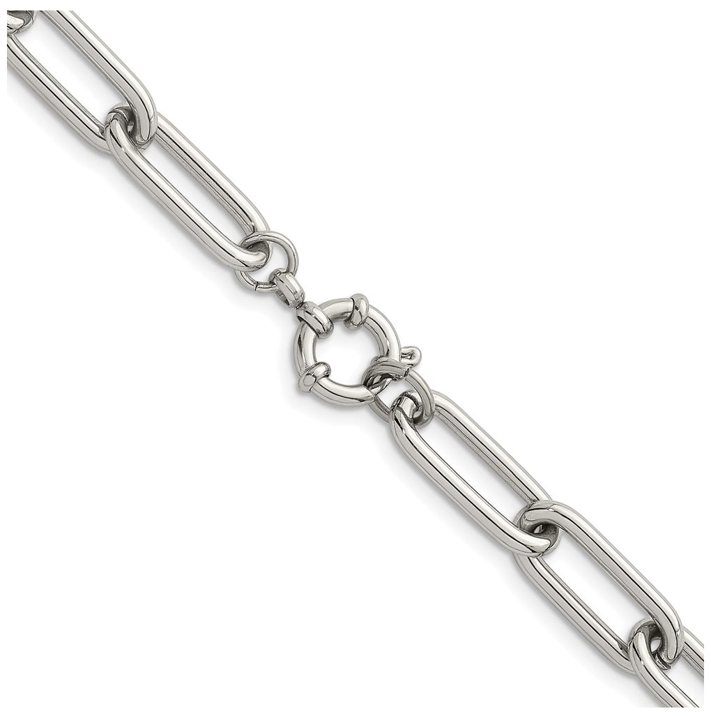 Stainless Steel Polished 8mm Open Link 18in Necklace – Elegant Jewelry Gift for Birthday, Anniversary, Engagement, Wedding