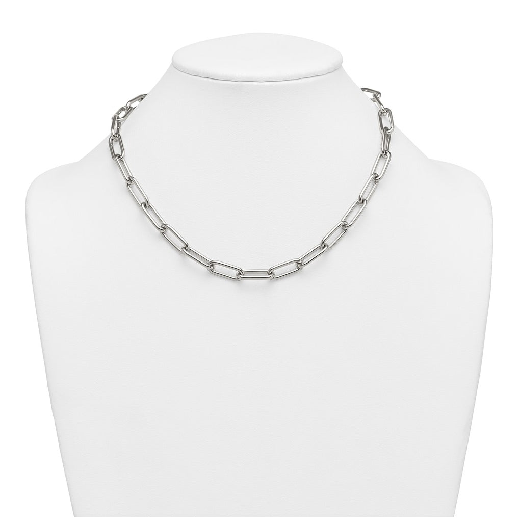 Stainless Steel Polished 8mm Open Link 18in Necklace – Elegant Jewelry Gift for Birthday, Anniversary, Engagement, Wedding