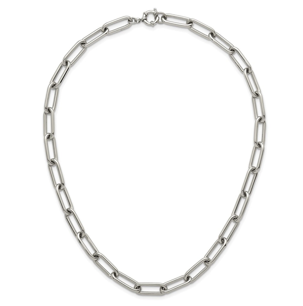 Stainless Steel Polished 8mm Open Link 18in Necklace – Elegant Jewelry Gift for Birthday, Anniversary, Engagement, Wedding