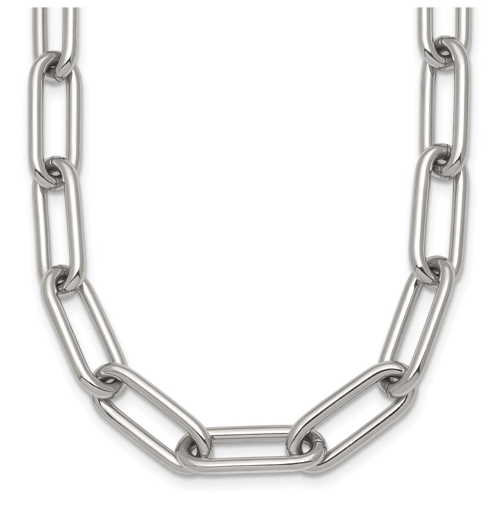 Stainless Steel Polished 8mm Open Link 18in Necklace – Elegant Jewelry Gift for Birthday, Anniversary, Engagement, Wedding