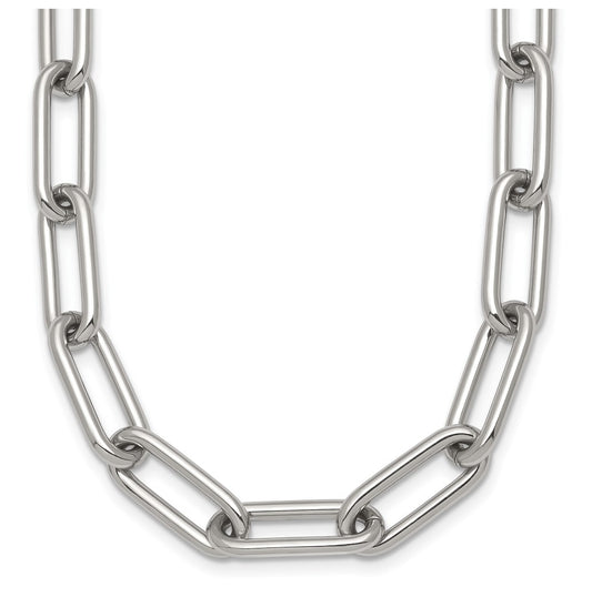 Stainless Steel Polished 8mm Open Link 18in Necklace – Elegant Jewelry Gift for Birthday, Anniversary, Engagement, Wedding