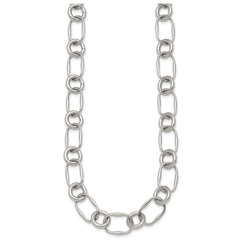 Stainless Steel Polished Fancy Link 17.5in Necklace – Elegant Jewelry Gift for Birthday, Anniversary, Engagement, Wedding