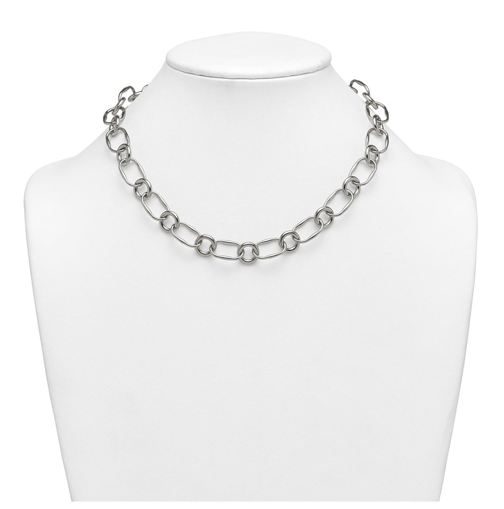 Stainless Steel Polished Fancy Link 17.5in Necklace – Elegant Jewelry Gift for Birthday, Anniversary, Engagement, Wedding