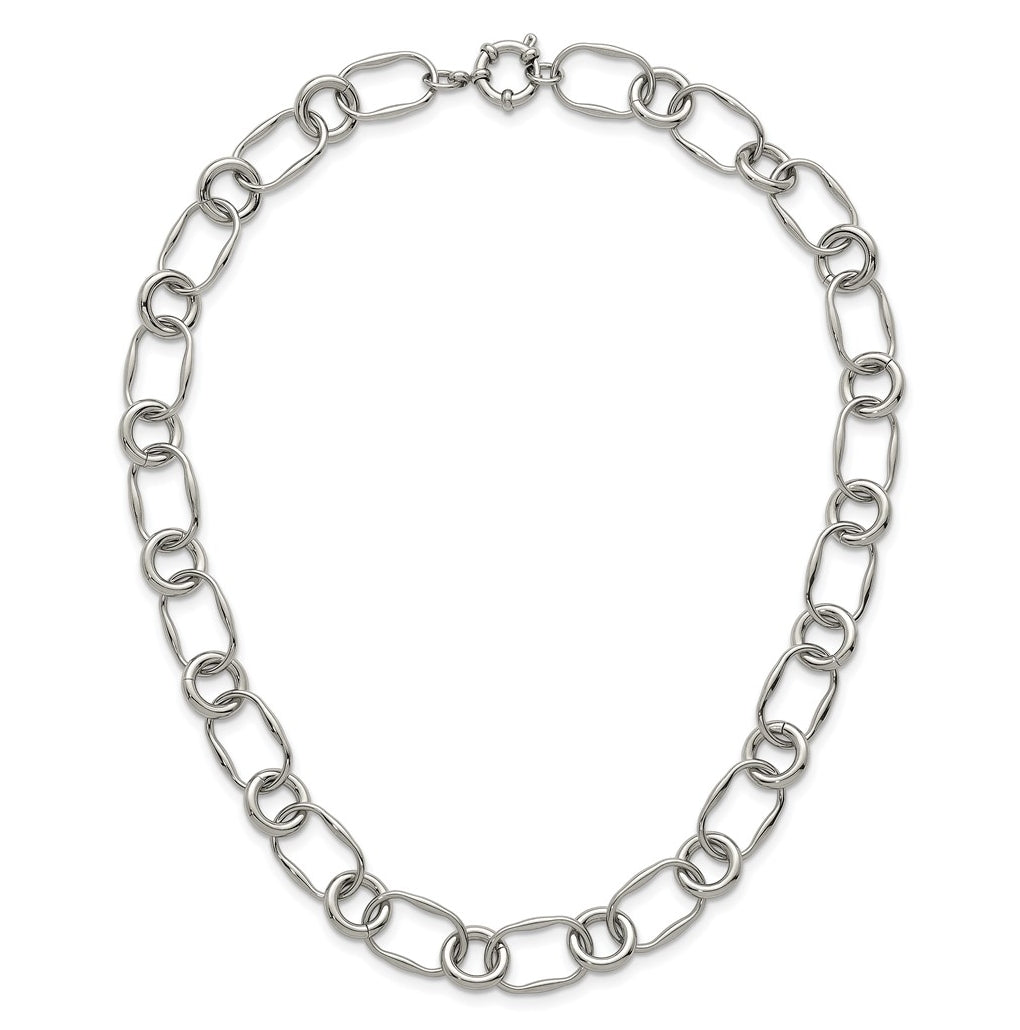 Stainless Steel Polished Fancy Link 17.5in Necklace – Elegant Jewelry Gift for Birthday, Anniversary, Engagement, Wedding
