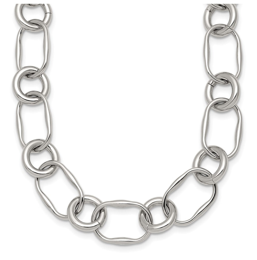 Stainless Steel Polished Fancy Link 17.5in Necklace – Elegant Jewelry Gift for Birthday, Anniversary, Engagement, Wedding
