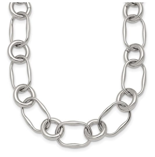 Stainless Steel Polished Fancy Link 17.5in Necklace – Elegant Jewelry Gift for Birthday, Anniversary, Engagement, Wedding