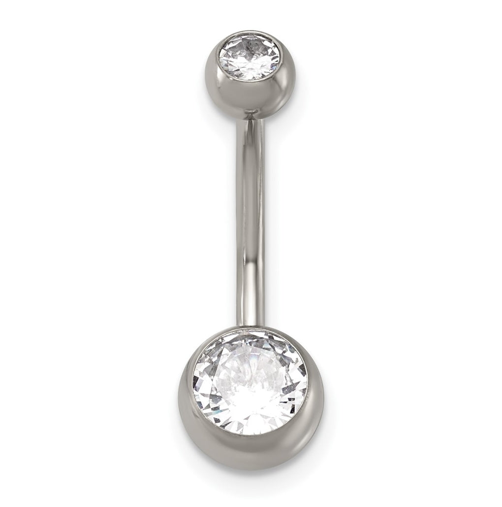 Titanium Polished Cubic Zirconia Navel Ring – Elegant Jewelry Gift for Birthday, Anniversary, Engagement, Wedding
