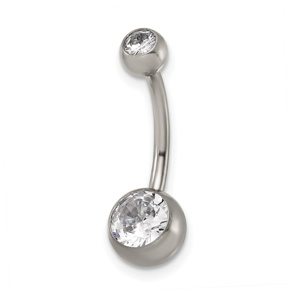 Titanium Polished Cubic Zirconia Navel Ring – Elegant Jewelry Gift for Birthday, Anniversary, Engagement, Wedding