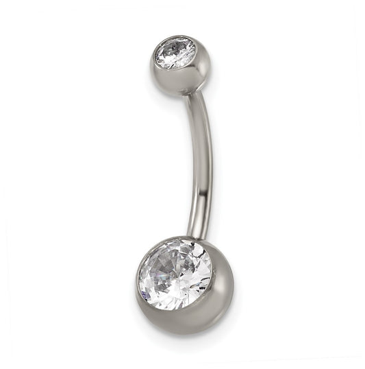 Titanium Polished Cubic Zirconia Navel Ring – Elegant Jewelry Gift for Birthday, Anniversary, Engagement, Wedding