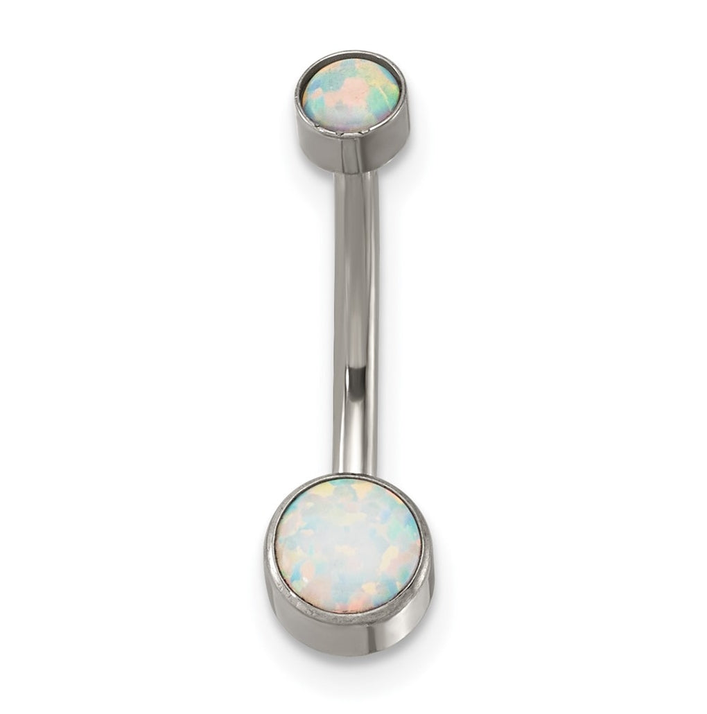 Titanium Polished Opal Navel Ring – Elegant Jewelry Gift for Birthday, Anniversary, Engagement, Wedding