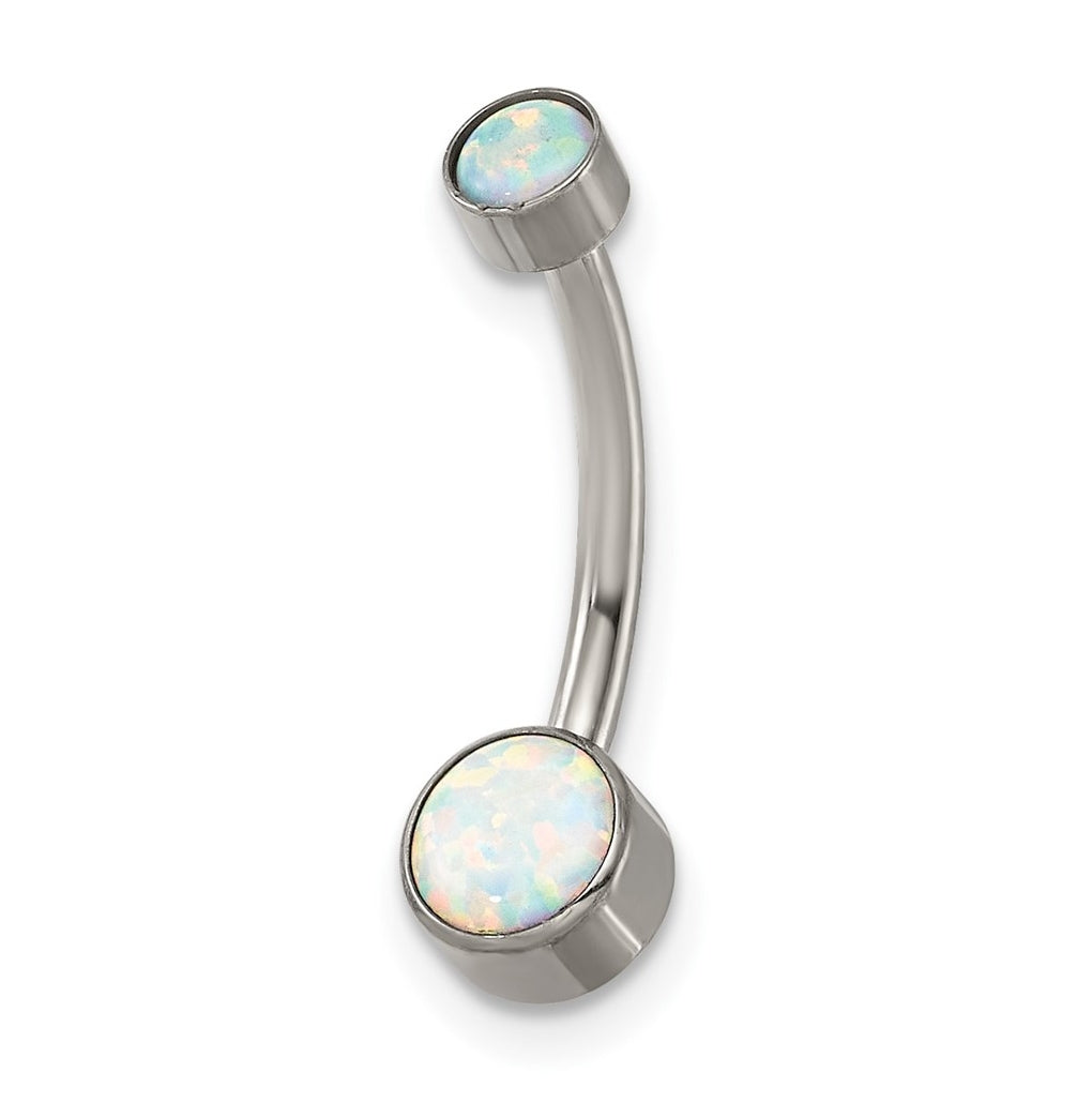 Titanium Polished Opal Navel Ring – Elegant Jewelry Gift for Birthday, Anniversary, Engagement, Wedding