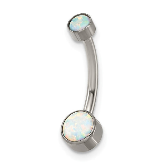 Titanium Polished Opal Navel Ring – Elegant Jewelry Gift for Birthday, Anniversary, Engagement, Wedding