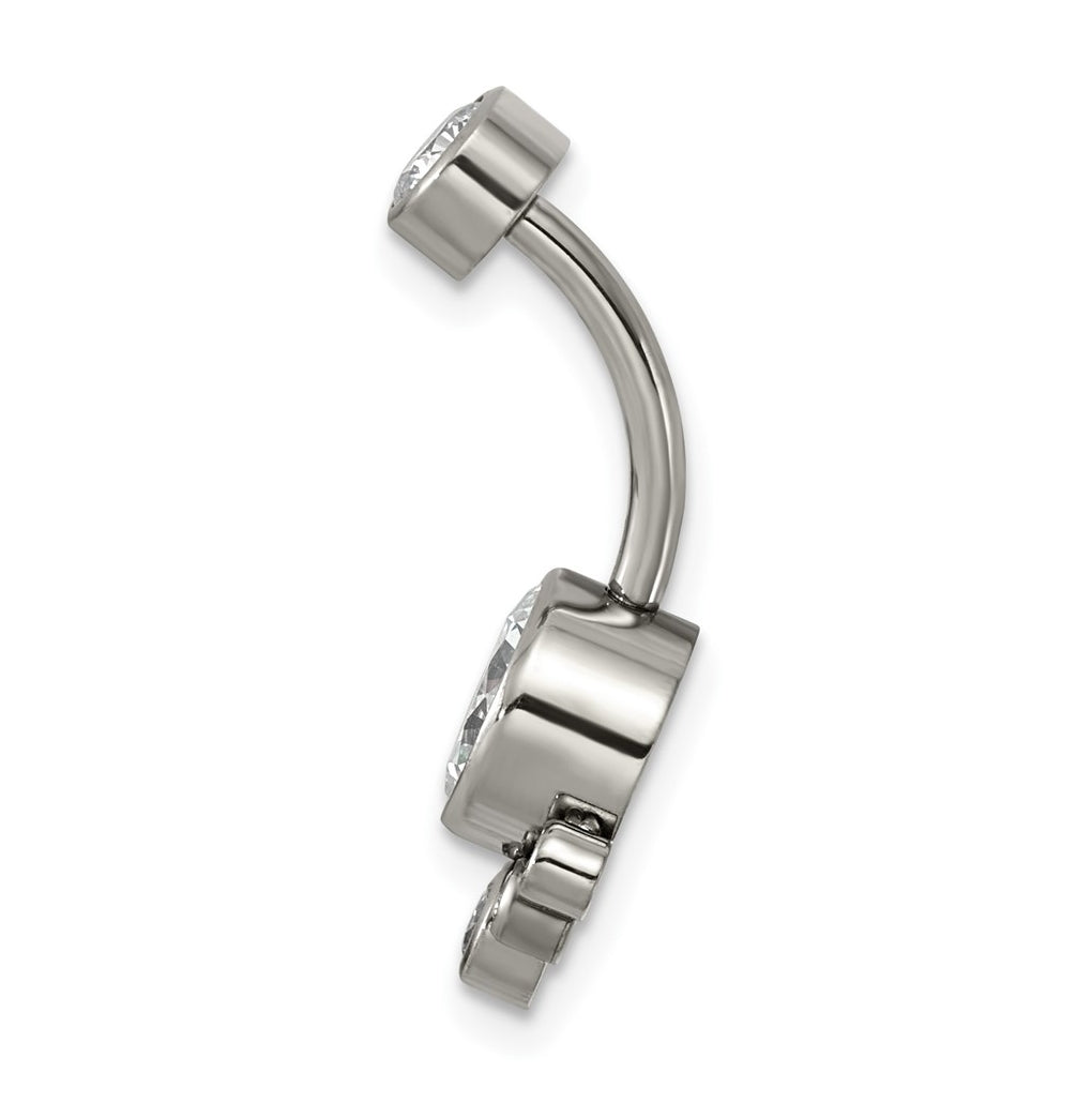 Titanium Polished  Cubic Zirconia Navel Ring – Elegant Jewelry Gift for Birthday, Anniversary, Engagement, Wedding