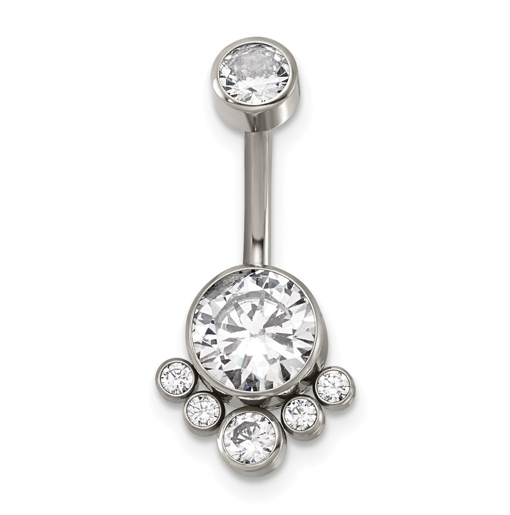 Titanium Polished  Cubic Zirconia Navel Ring – Elegant Jewelry Gift for Birthday, Anniversary, Engagement, Wedding