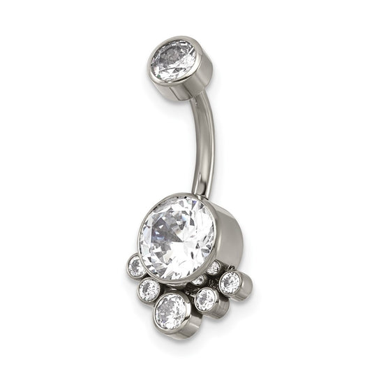 Titanium Polished  Cubic Zirconia Navel Ring – Elegant Jewelry Gift for Birthday, Anniversary, Engagement, Wedding