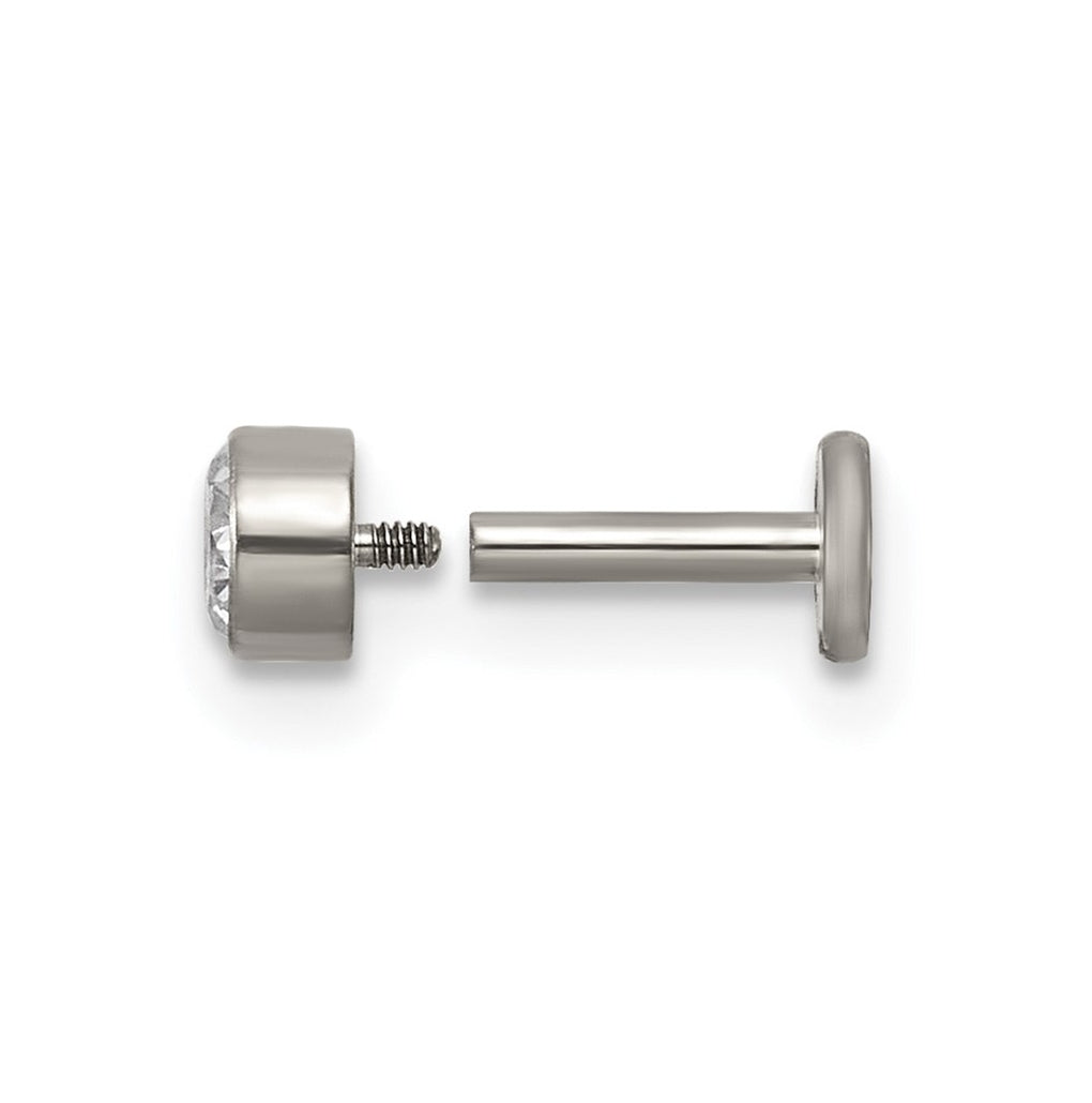 Titanium Polished Cubic Zirconia Labret Stud – Elegant Jewelry Gift for Birthday, Anniversary, Engagement, Wedding