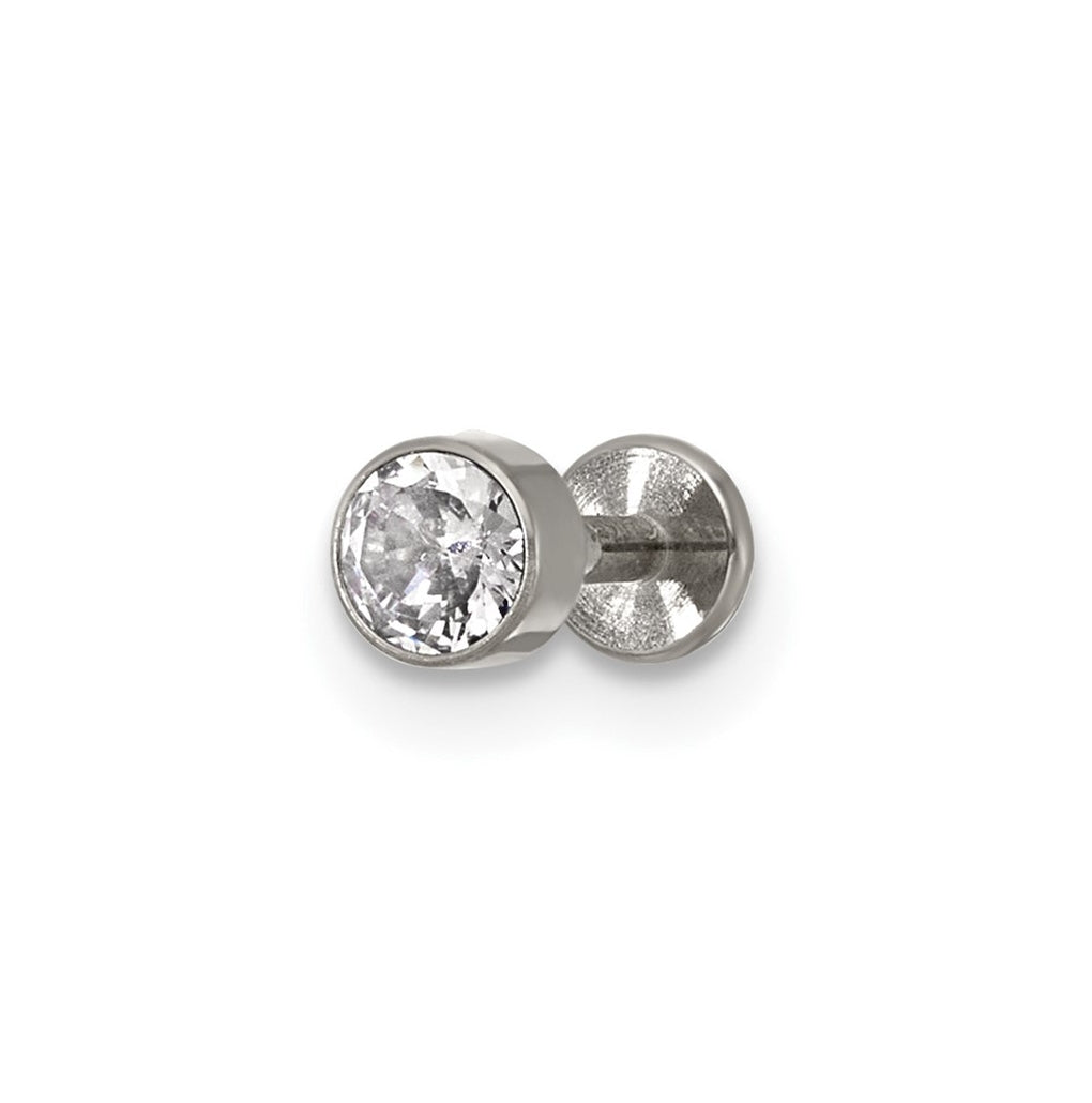 Titanium Polished Cubic Zirconia Labret Stud – Elegant Jewelry Gift for Birthday, Anniversary, Engagement, Wedding